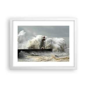 Poster in cornice bianca - L'ira dell'oceano - 40x30 cm