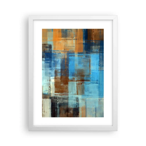 Poster in cornice bianca - Attraverso la tenda blu - 30x40 cm