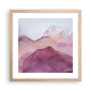 Poster in cornice rovere chiaro - Onde di lilla e viola - 40x40 cm