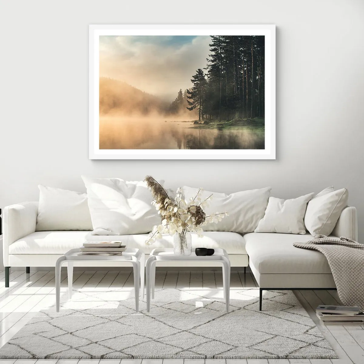 Poster in cornice bianca - La nascita del giorno - 50x40 cm