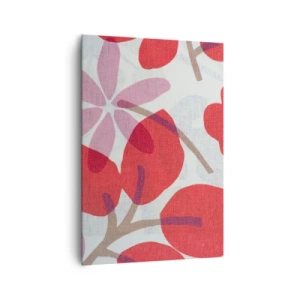 Quadro su tela - Stampe su Tela - Fiori e foglie nelle tonalità del rosso e del rosa - 70x100cm - Composizione di fiori in rosa - Decorazione murale moderna per soggiorno e camera da letto ARTTOR