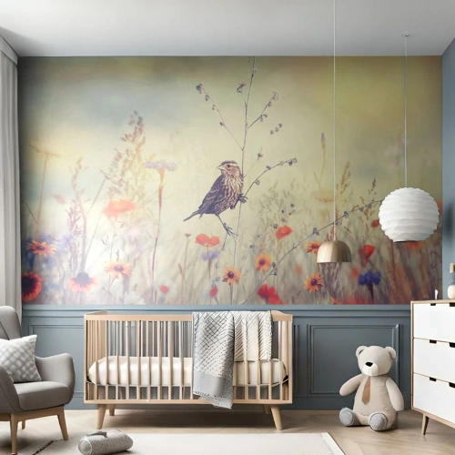 Fotomurali Premium Canvas - Ritratto d'uccello con prato di sfondo - Uccello, Prato, Natura - 250x175 cm