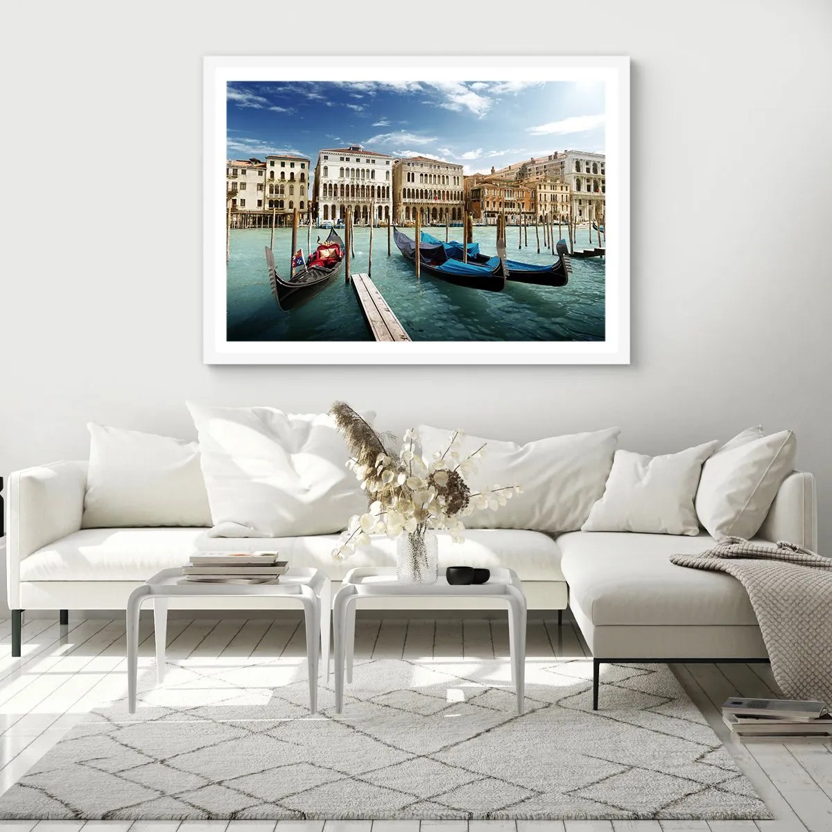 Poster in cornice bianca - Palazzi nel blu - 91x61 cm