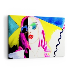Quadro su tela - Stampe su Tela - Ritratto colorato di una donna che indossa occhiali da sole - 120x80cm - Non sono bianca e non sono nera - Decorazione murale moderna per soggiorno e camera da letto ARTTOR