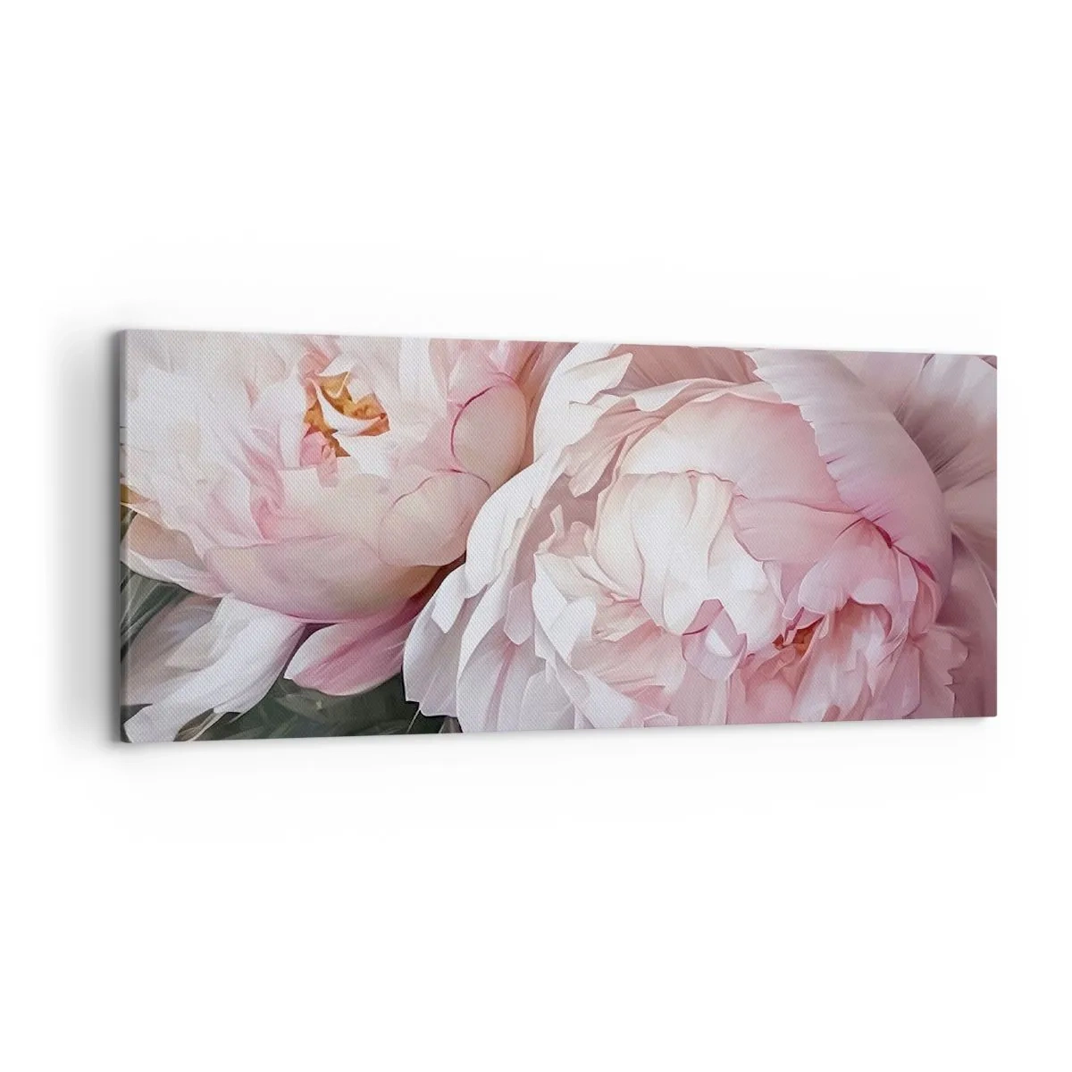 Quadro su tela - Stampe su Tela - Delicate peonie rosa in piena fioritura - 120x50cm - L'attimo della fioritura - Decorazione murale moderna per soggiorno e camera da letto ARTTOR