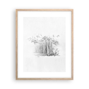 Poster in cornice rovere chiaro - La luce della foresta di betulle - 40x50 cm