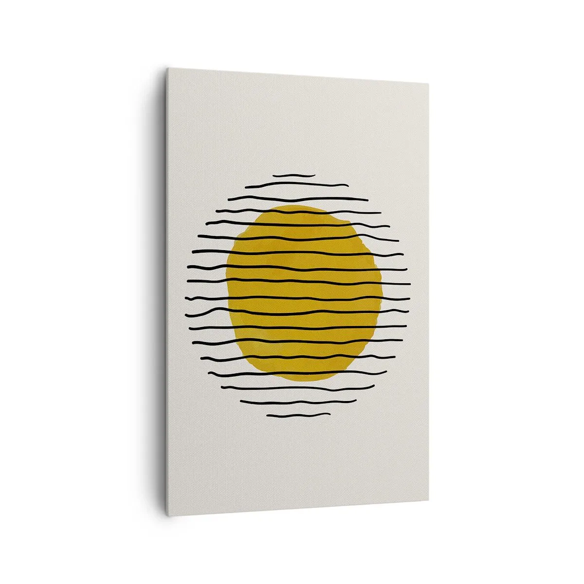 Quadro su tela - Stampe su Tela - Un motivo minimalista con un cerchio giallo e linee nere. - 80x120cm - Astrazione fremente di calore - Decorazione murale moderna per soggiorno e camera da letto ARTTOR