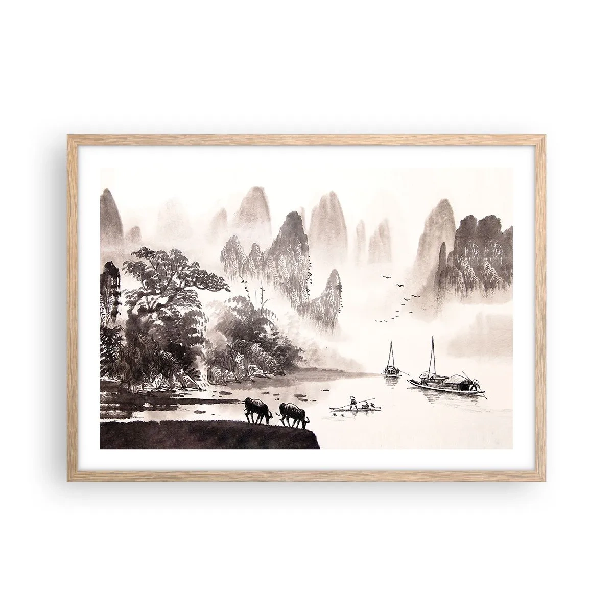 Poster in cornice rovere chiaro - L'esotica quotidianità dell'Oriente - 70x50 cm