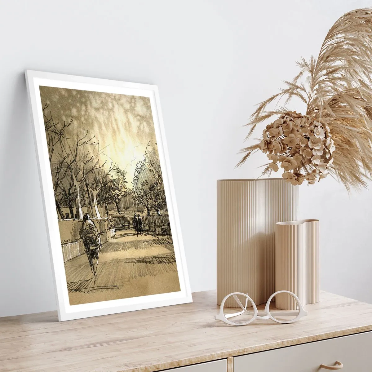 Poster in cornice bianca - Attimo fermato con la penna - 50x70 cm