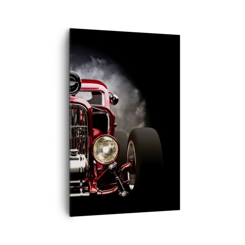 Quadro su tela - Stampe su Tela - Auto da corsa classica rossa su sfondo scuro - 80x120cm - Fast and furiously beautiful - Decorazione murale moderna per soggiorno e camera da letto ARTTOR