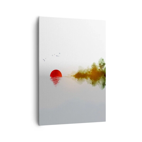 Quadro su tela - Stampe su Tela - Tramonto astratto su un lago con riflesso - 70x100cm - Promessa di pace - Decorazione murale moderna per soggiorno e camera da letto ARTTOR