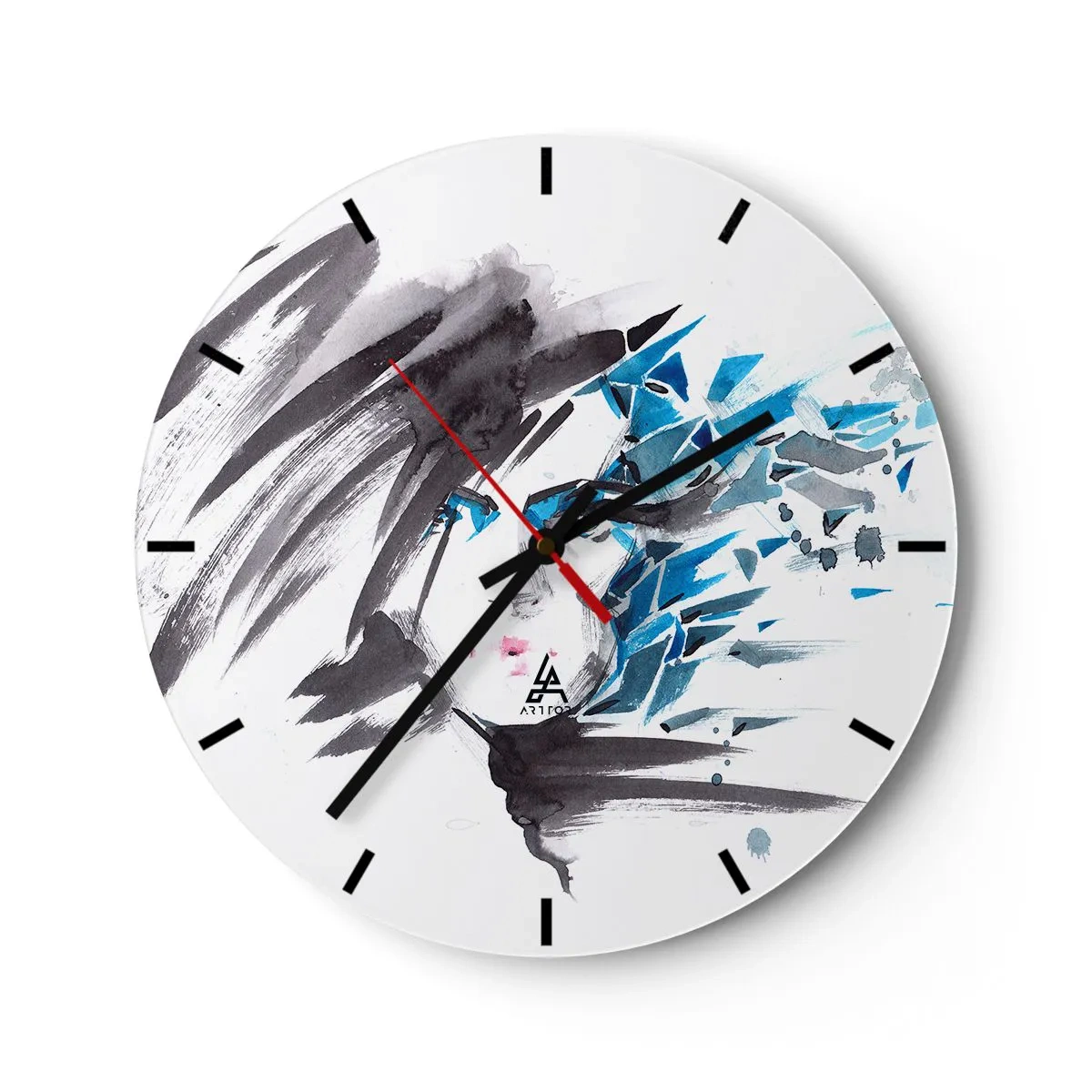 Orologio da parete - Orologio in Vetro - Ritratto di sensualità in grigio e azzurro - 40x40 cm