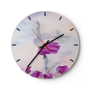 Orologio da parete - Orologio in Vetro - Silhouette di una ballerina con fiori dai colori pastello - 30x30cm - Delicata come un fiore - Decorazione murale moderna per soggiorno, cucina e camera da letto ARTTOR