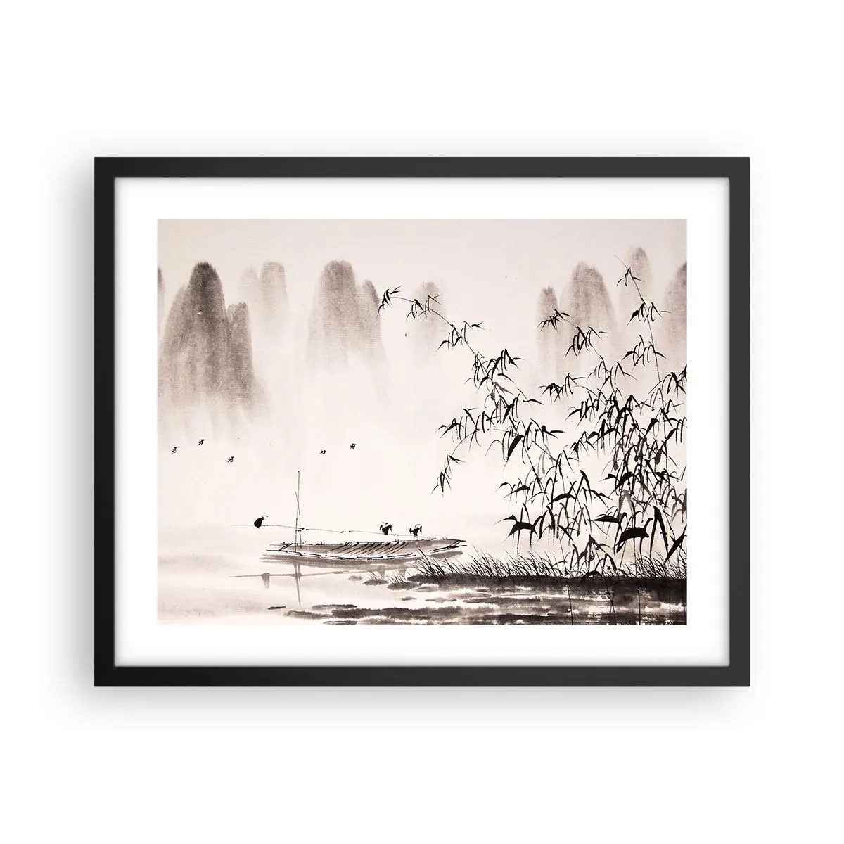 Poster in cornice nera - Il silenzio dei campi di riso - 50x40 cm