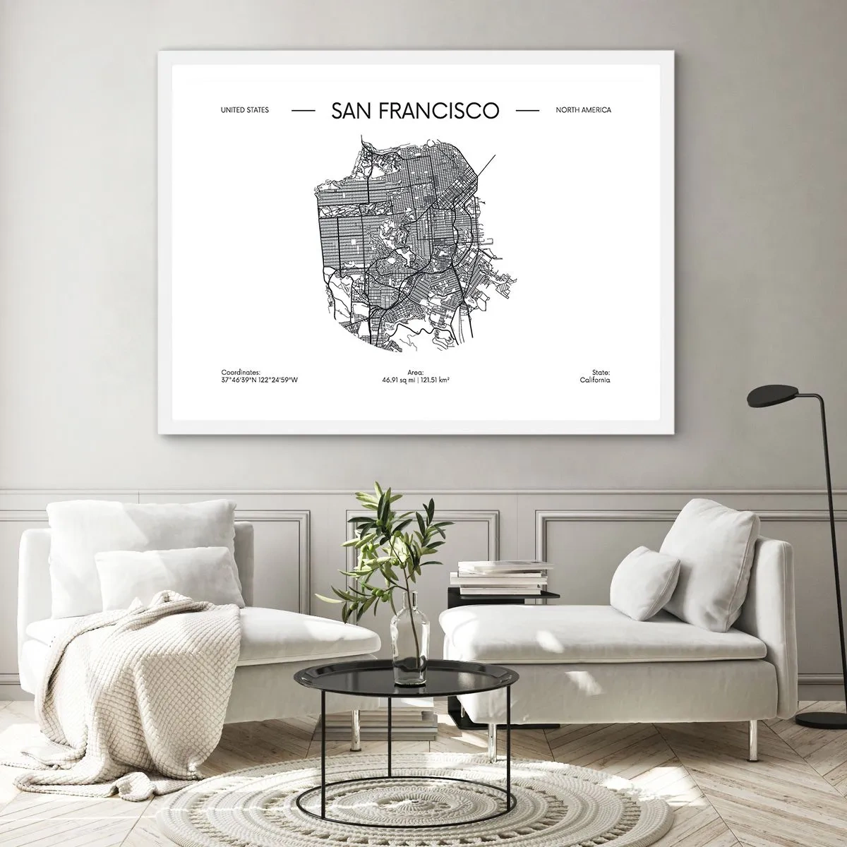 Poster in cornice bianca - Anatomia di San Francisco - 100x70 cm