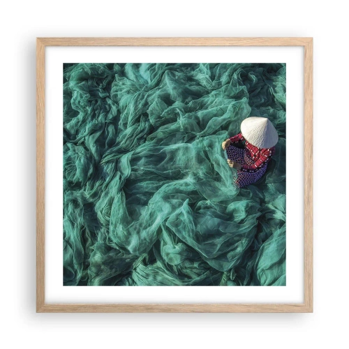 Poster in cornice rovere chiaro - Nel mare di reti - 50x50 cm