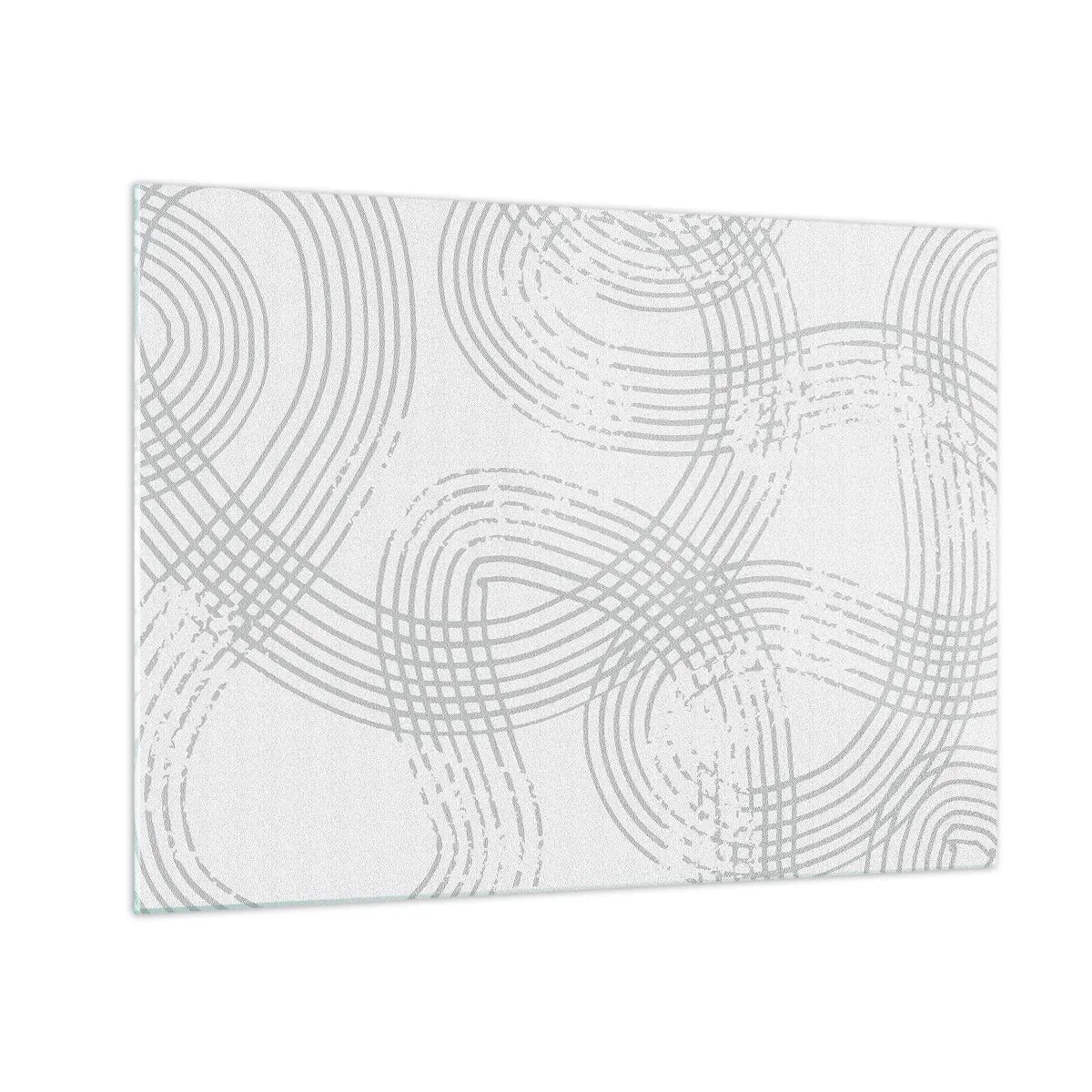 Quadro su vetro - Linee curve astratte in tonalità di grigio su bianco - 70x50cm - Non vi è una via diritta - Decorazione murale moderna per soggiorno e camera da letto ARTTOR