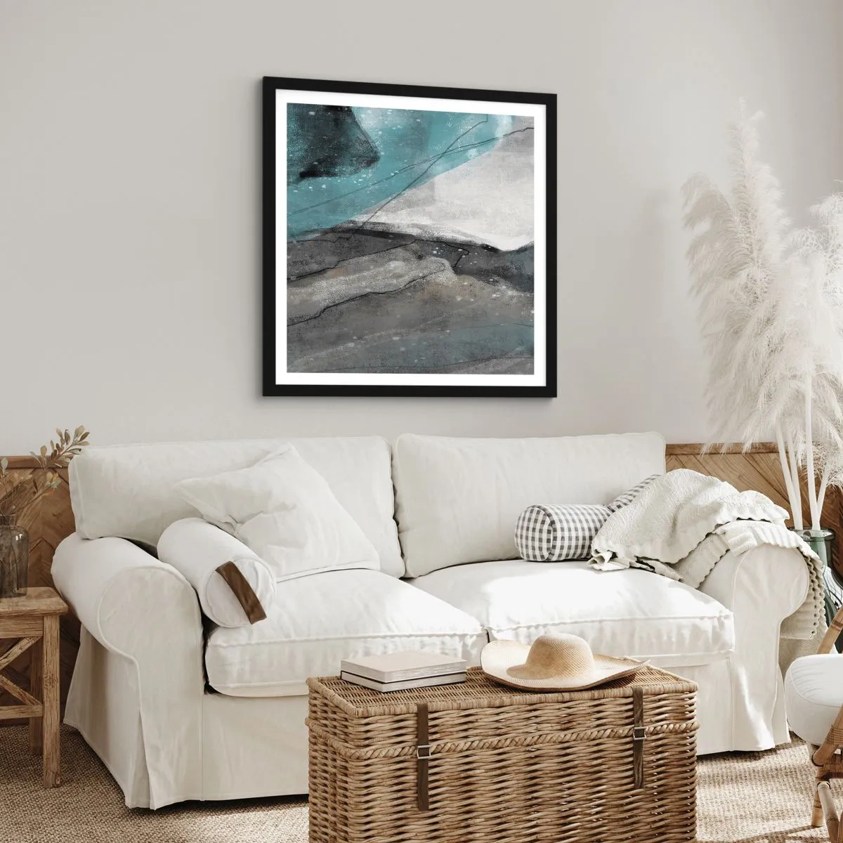 Poster in cornice nera - Astrazione: rocce e ghiaccio - 40x40 cm