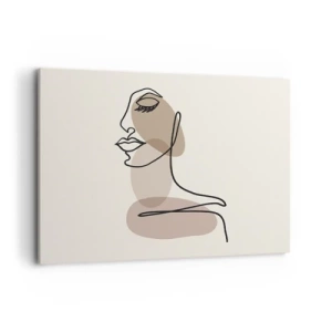 Quadro su tela - Stampe su Tela - Un profilo femminile in stile minimalista - 100x70cm - La linea sicura della bellezza - Decorazione murale moderna per soggiorno e camera da letto ARTTOR