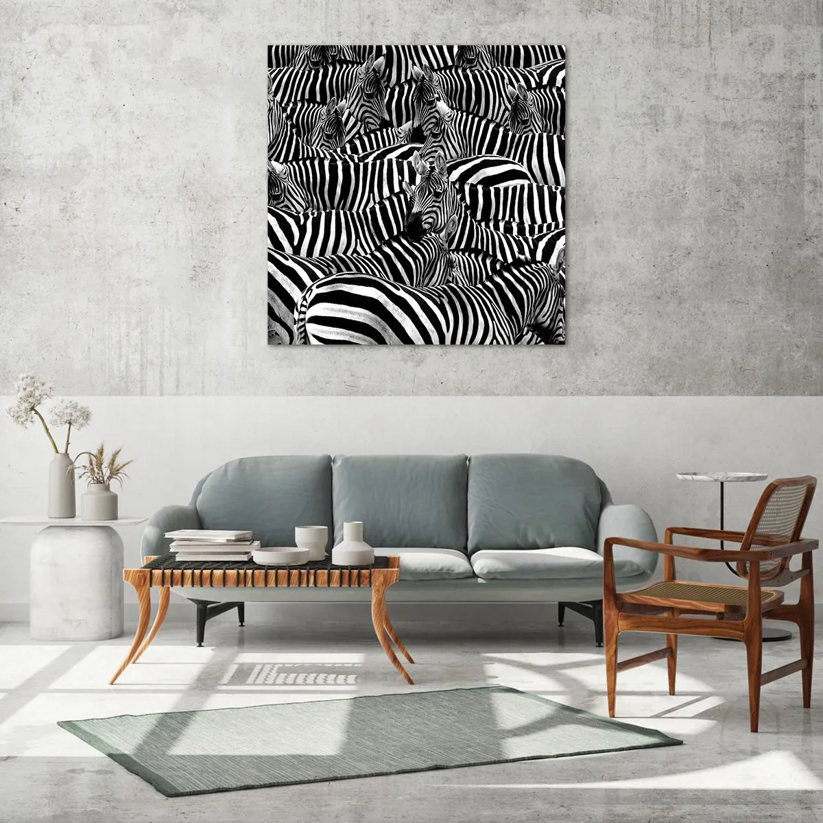 Quadro su vetro - Ritratto collettivo a strisce - 70x70 cm