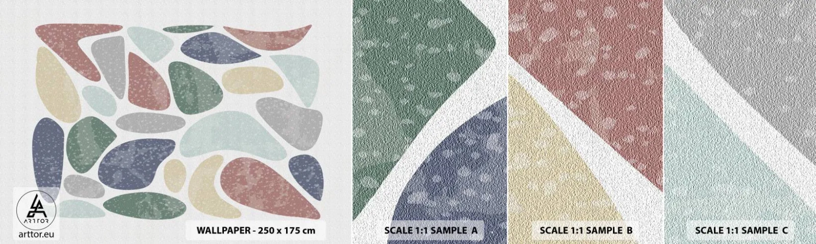 Campione Di Fotomurale Standard Eco - Mosaico di colori incipriati - Minimalismo, Pastello, Boho - 100x30 cm