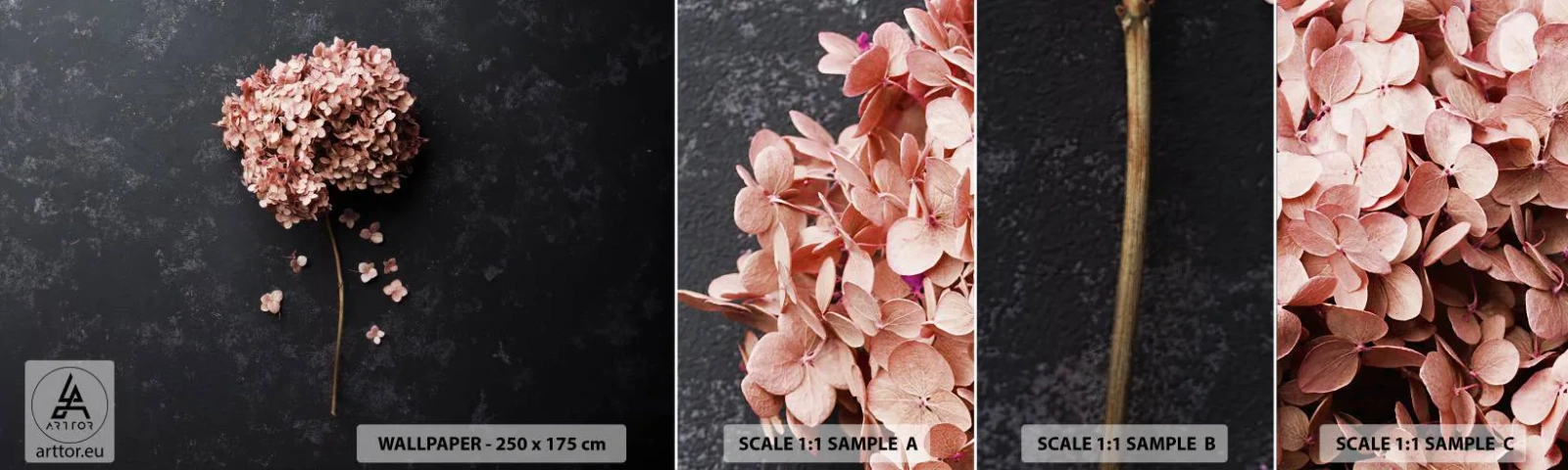 Campione di Fotomurale Adesivo Deluxe Sticker - Un vero segno romantico - Fiore, Ortensia, Natura - 100x30 cm