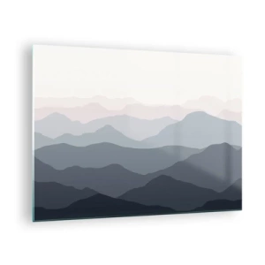 Quadro su vetro - Sottili strati di montagne in tonalità pastello - 70x50cm - Le onde dei monti - Decorazione murale moderna per soggiorno e camera da letto ARTTOR