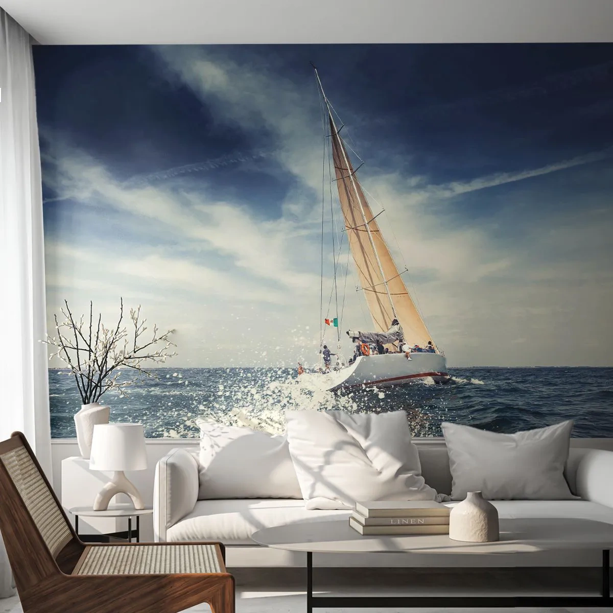 Fotomurali Standard Eco - Non ci raggiungeranno! - Barca a vela, Oceano, Barca a vela - 400x280 cm