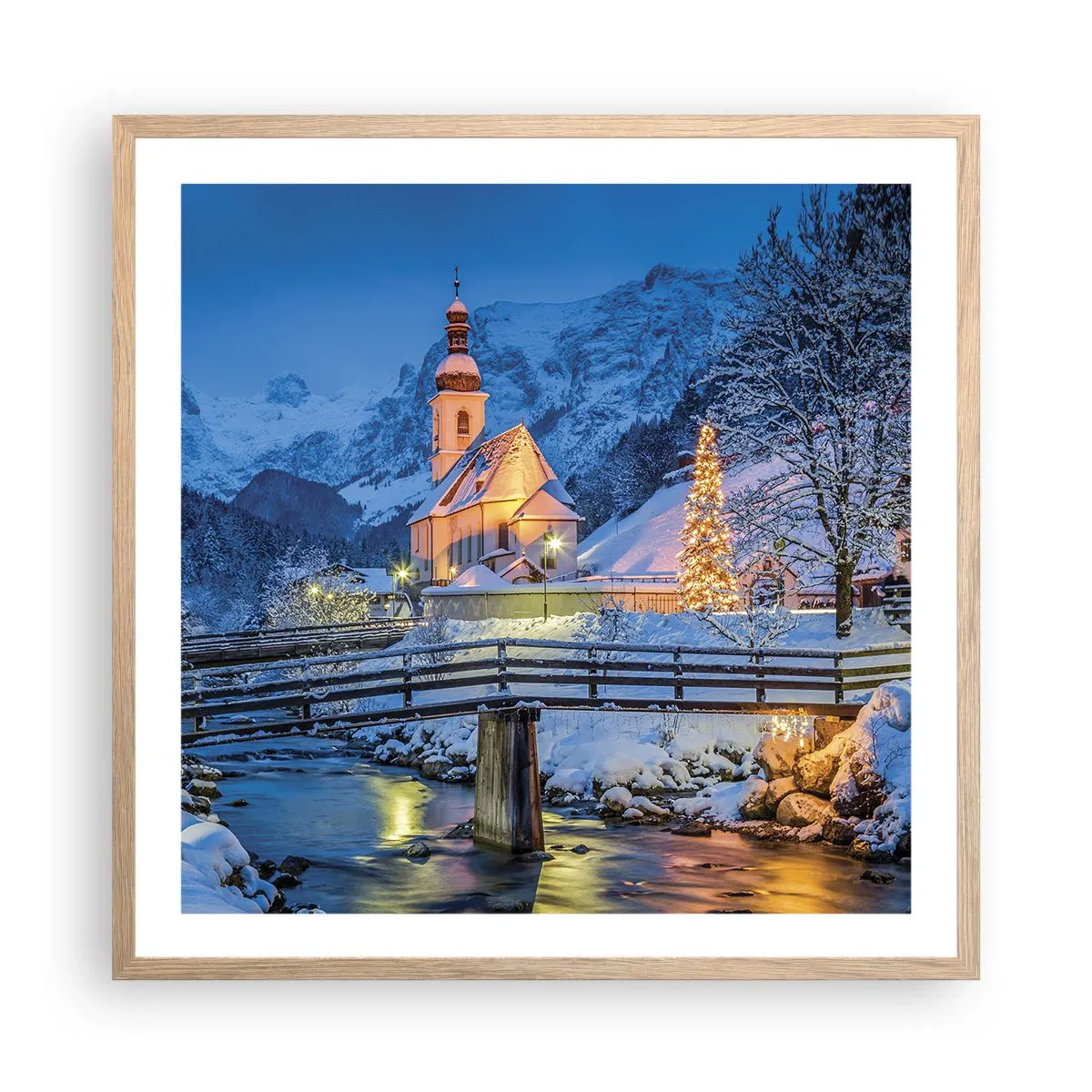 Poster in cornice rovere chiaro - Lo spirito di Natale - 60x60 cm