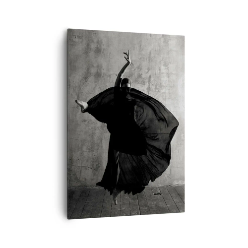 Quadro su tela - Stampe su Tela - Silhouette in bianco e nero di una ballerina in movimento su uno sfondo di muro - 70x100cm - Fasce piene di passione - Decorazione murale moderna per soggiorno e camera da letto ARTTOR