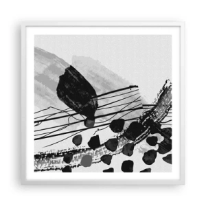 Poster in cornice bianca - Astrazione organica in bianco e nero - 60x60 cm