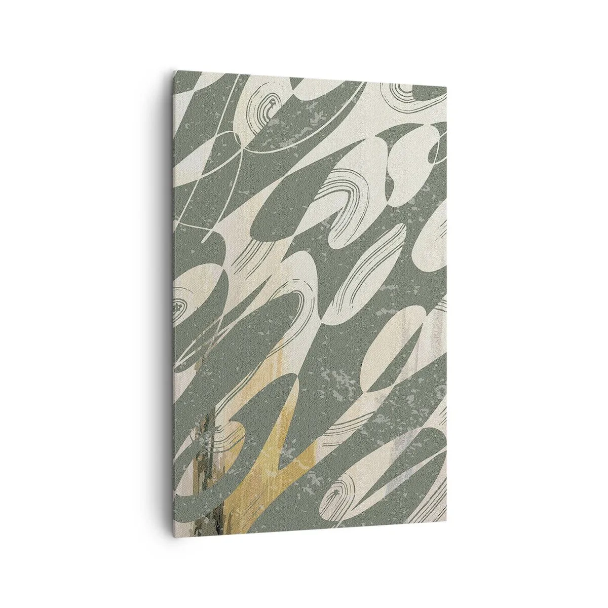Quadro su tela - Stampe su Tela - Forme dinamiche nei toni del verde e dell'oro - 80x120cm - Astrazione ritmica - Decorazione murale moderna per soggiorno e camera da letto ARTTOR