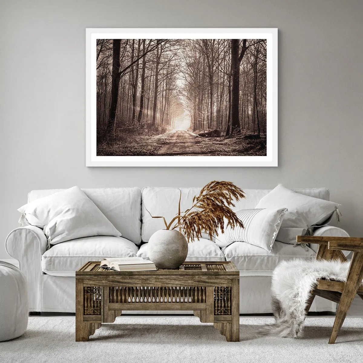 Poster in cornice bianca - La cattedrale del bosco - 40x40 cm