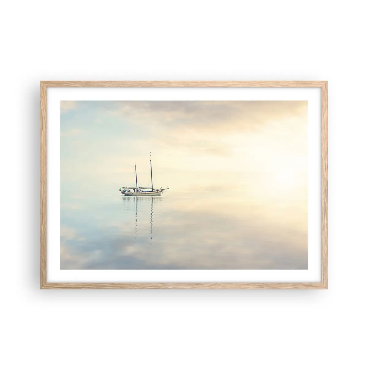 Poster in cornice rovere chiaro - Silenzio in mare - 70x50 cm