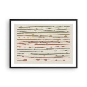 Poster in cornice nera - Un motivo di linee in tonalità calde su uno sfondo chiaro - 70x50cm - La notazione musicale dei colori - Decorazione murale moderna per soggiorno e camera da letto ARTTOR