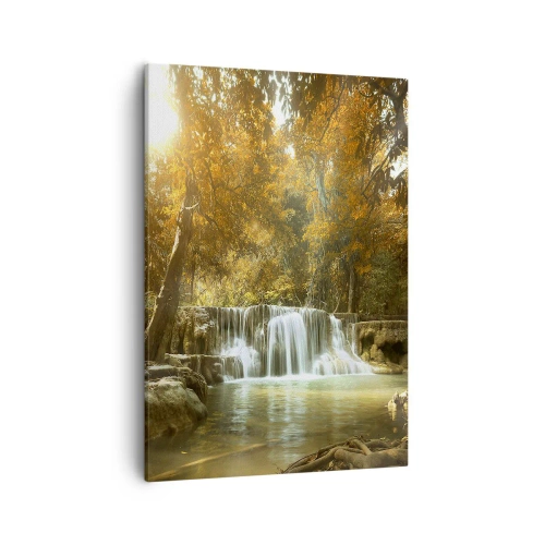 Quadro su tela - Stampe su Tela - Paesaggio autunnale con cascata - 50x70cm - Cascata nel parco - Decorazione murale moderna per soggiorno e camera da letto ARTTOR