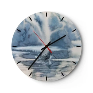 Orologio da parete - Orologio in Vetro - Scena di pesca su un lago calmo circondato da alberi nebbiosi - 30x30cm - I pescatori nel loro paradiso - Decorazione murale moderna per soggiorno, cucina e camera da letto ARTTOR
