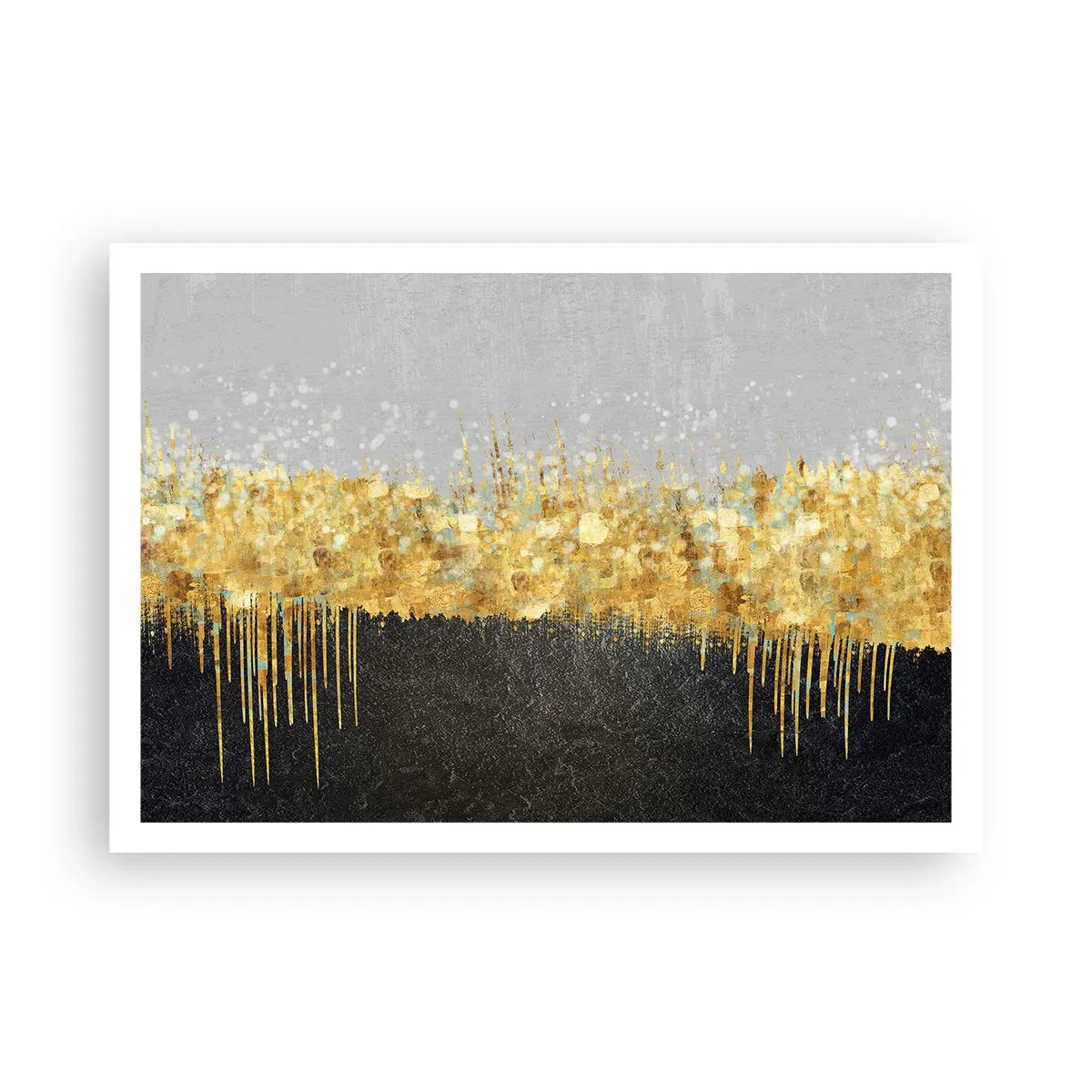 Poster - Composizione astratta nei toni dell'oro e del nero - 100x70cm - Nel profondo e verso l'alto - Decorazione murale moderna per soggiorno e camera da letto ARTTOR