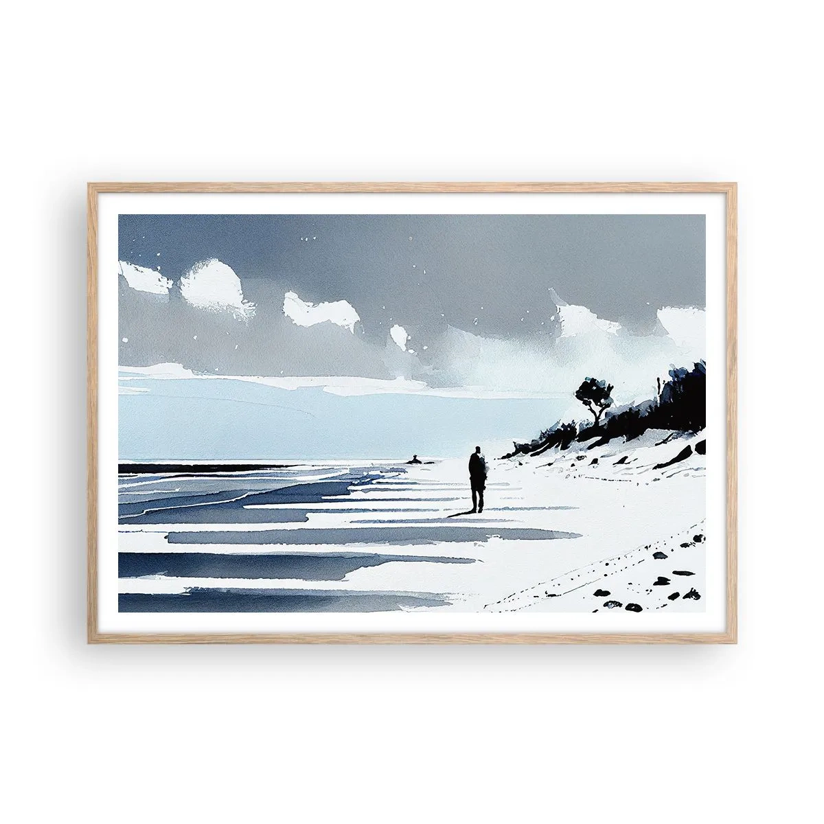 Poster in cornice rovere chiaro - Solo con se stesso - 100x70 cm