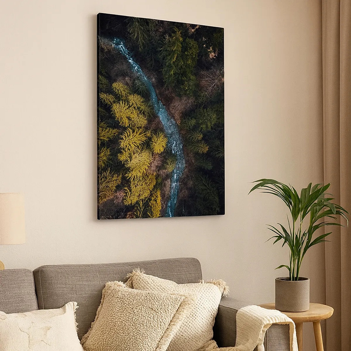 Quadro su tela - Stampe su Tela - Una vista dall'alto di una foresta con un fiume tortuoso - 50x70cm - Sempre più veloce - Decorazione murale moderna per soggiorno e camera da letto ARTTOR