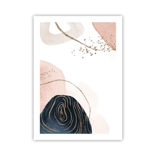 Poster - Forme astratte in tonalità pastello con accenti dorati - 50x70cm - Tutto scorre - Decorazione murale moderna per soggiorno e camera da letto ARTTOR