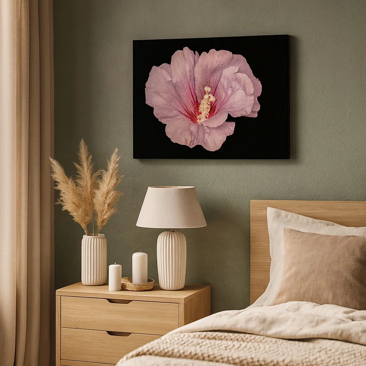 Quadro su tela - Stampe su Tela - Fiore rosa su sfondo nero - 70x50cm - Dritto al cuore - Decorazione murale moderna per soggiorno e camera da letto ARTTOR