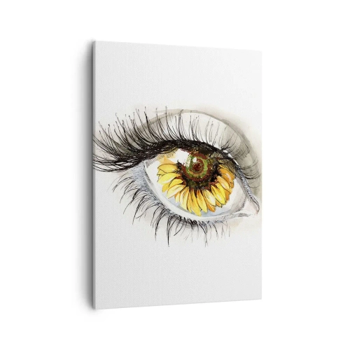 Quadro su tela - Stampe su Tela - Occhio artistico con iride a forma di girasole - 50x70cm - Uno sguardo caldo come l'estate - Decorazione murale moderna per soggiorno e camera da letto ARTTOR
