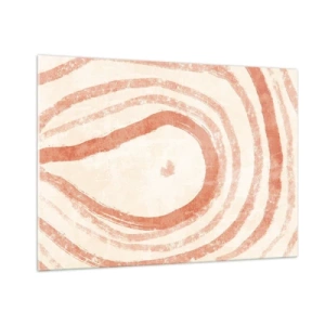 Quadro su vetro - Linee astratte di corallo a forma di cerchi concentrici - 100x70cm - Cerchi di corallo - Decorazione murale moderna per soggiorno e camera da letto ARTTOR