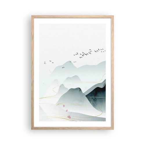 Poster in cornice rovere chiaro - Oltre le cime - 50x70 cm
