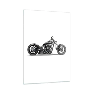 Quadro su vetro - Motocicletta personalizzata nera su sfondo bianco - 50x70cm - Per chi ama la libertà - Decorazione murale moderna per soggiorno e camera da letto ARTTOR
