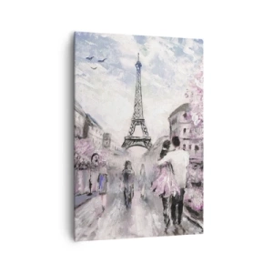 Quadro su tela - Stampe su Tela - Una passeggiata romantica a Parigi vicino alla Torre Eiffel - 70x100cm - Se innamorarsi, allora solo a... - Decorazione murale moderna per soggiorno e camera da letto ARTTOR