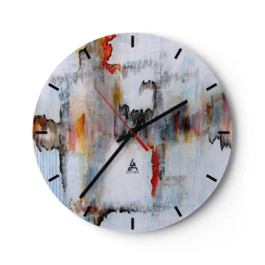 Orologio da parete - Orologio in Vetro - Una composizione astratta dai colori vivaci con accenti intensi. - 30x30cm - Scritto sull'acqua - Decorazione murale moderna per soggiorno, cucina e camera da letto ARTTOR
