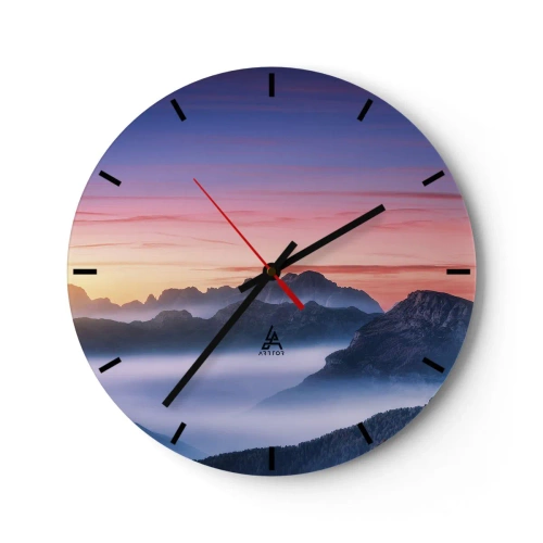 Orologio da parete - Orologio in Vetro - Paesaggio montano al mattino con nebbia - 30x30cm - Sopra le valli - Decorazione murale moderna per soggiorno, cucina e camera da letto ARTTOR
