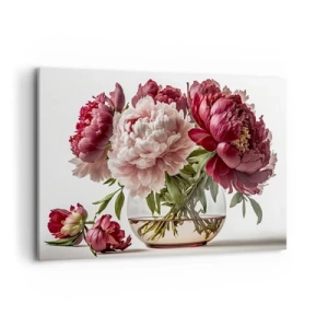 Quadro su tela - Stampe su Tela - Un bouquet di peonie nei toni del rosa e del rosso - 120x80cm - Bellezza in piena fioritura - Decorazione murale moderna per soggiorno e camera da letto ARTTOR